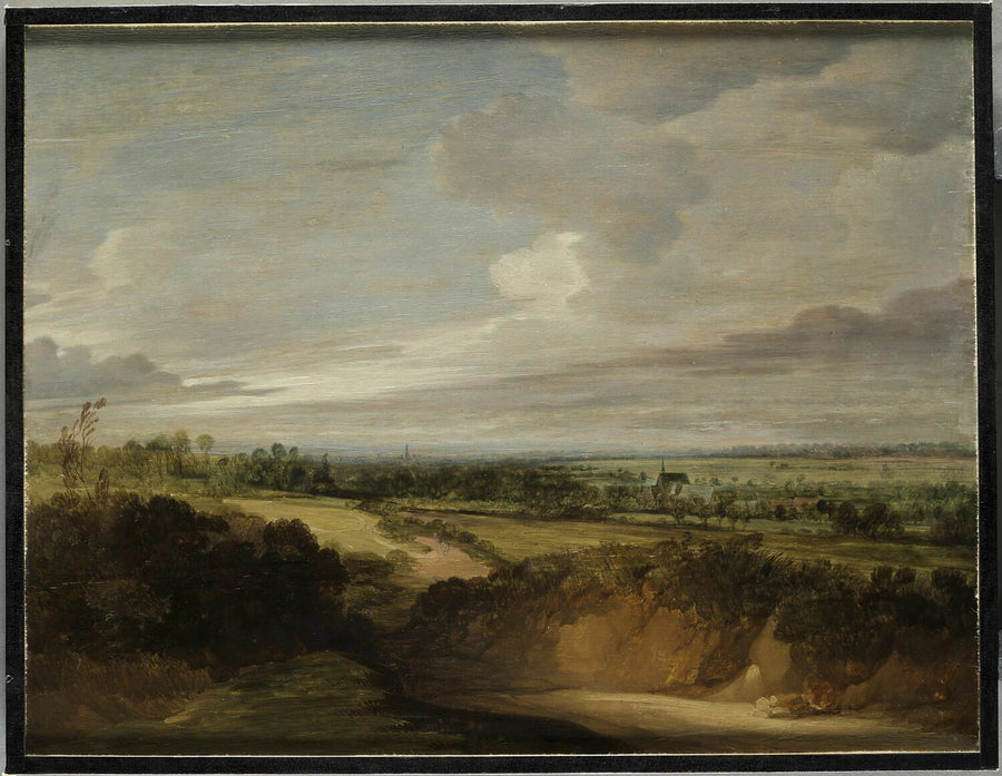 Vue de plaine avec talus au premier plan - Lodewijck de Vadder
