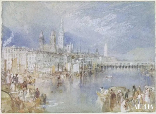 Vue sur Rouen dans le sens du fleuve - William Turner - Reproductions de tableaux et peintures haut de gamme