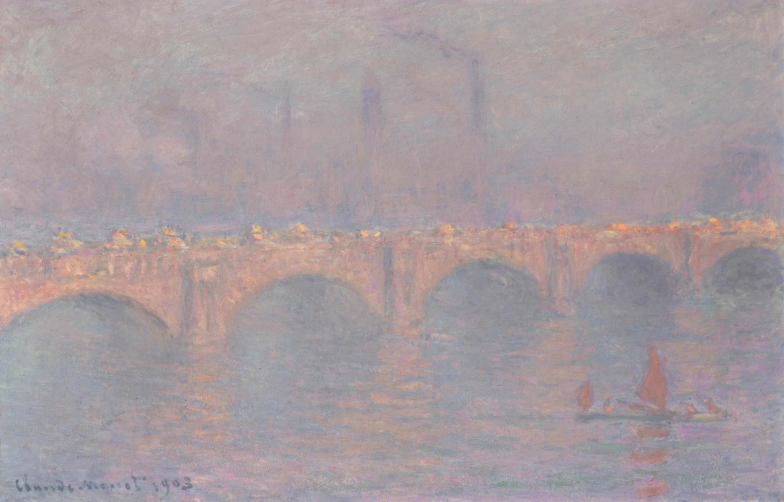 Reproduction du tableau « Waterloo Bridge, soleil voilé - Claude Monet » par Alpha Reproduction en peinture à l’huile