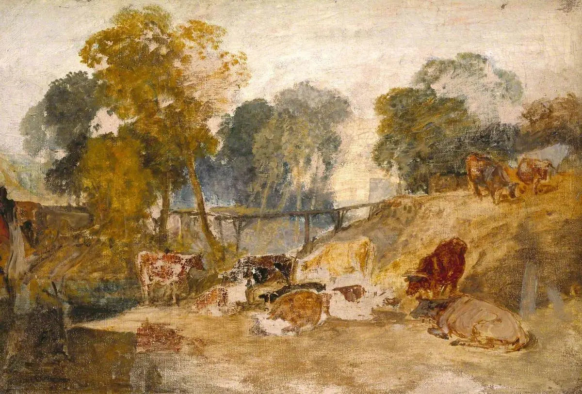 Windsor Castle: Cows in a Woody Landscape - J. M. W. Turner image 1 copie peinte à la main à l’huile